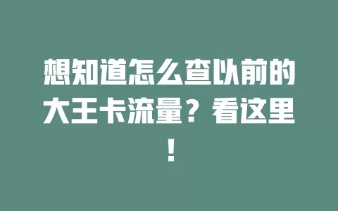 想知道怎么查以前的大王卡流量？看这里！