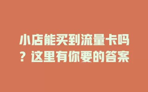 小店能买到流量卡吗？这里有你要的答案