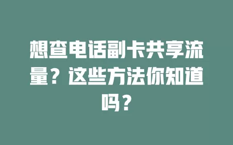 想查电话副卡共享流量？这些方法你知道吗？
