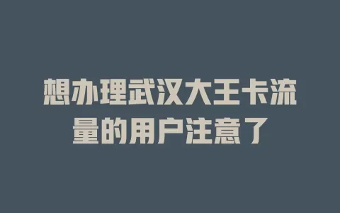 想办理武汉大王卡流量的用户注意了