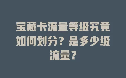 宝藏卡流量等级究竟如何划分？是多少级流量？