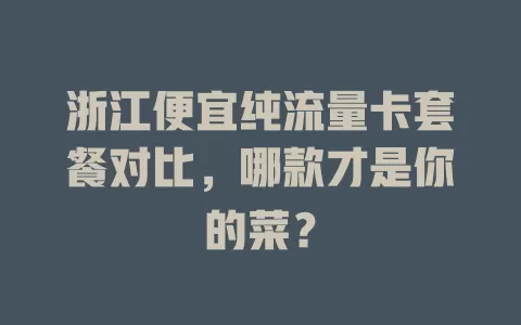 浙江便宜纯流量卡套餐对比，哪款才是你的菜？