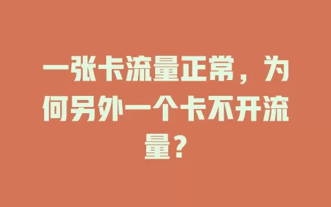 一张卡流量正常，为何另外一个卡不开流量？