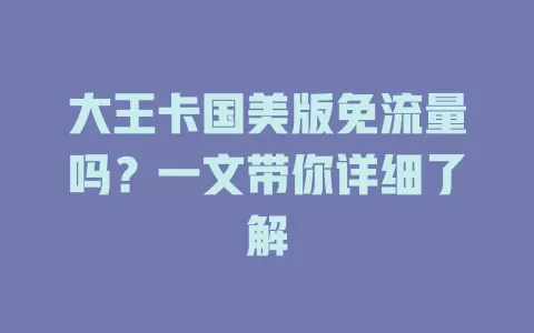 大王卡国美版免流量吗？一文带你详细了解