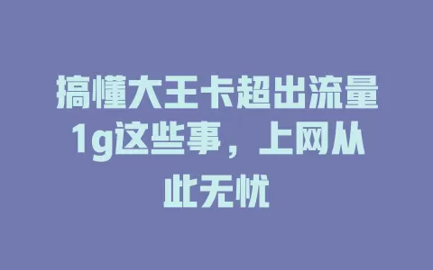 搞懂大王卡超出流量1g这些事，上网从此无忧