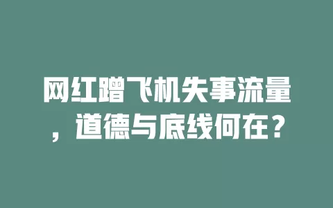 网红蹭飞机失事流量，道德与底线何在？