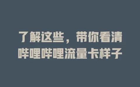 了解这些，带你看清哔哩哔哩流量卡样子