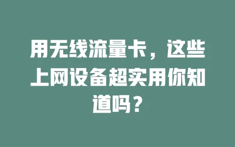 用无线流量卡，这些上网设备超实用你知道吗？