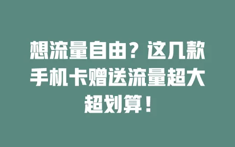 想流量自由？这几款手机卡赠送流量超大超划算！