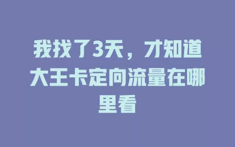 我找了3天，才知道大王卡定向流量在哪里看