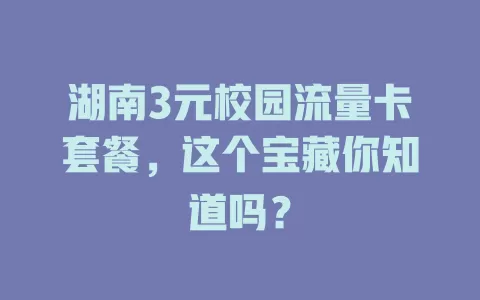 湖南3元校园流量卡套餐，这个宝藏你知道吗？