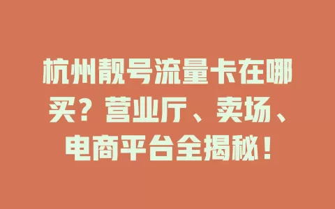 杭州靓号流量卡在哪买？营业厅、卖场、电商平台全揭秘！