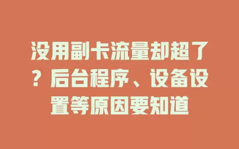 没用副卡流量却超了？后台程序、设备设置等原因要知道