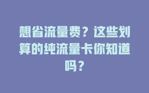 想省流量费？这些划算的纯流量卡你知道吗？