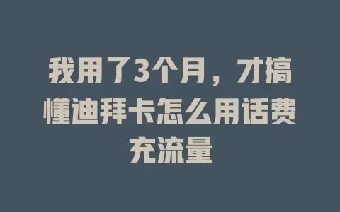 我用了3个月，才搞懂迪拜卡怎么用话费充流量