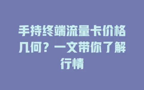 手持终端流量卡价格几何？一文带你了解行情