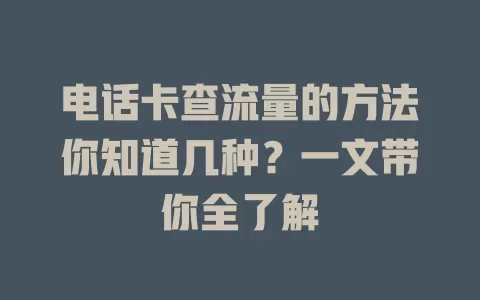 电话卡查流量的方法你知道几种？一文带你全了解