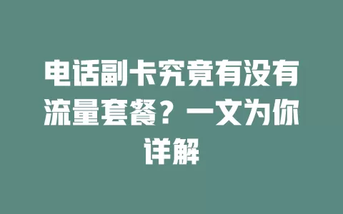 电话副卡究竟有没有流量套餐？一文为你详解