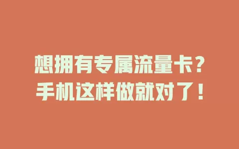 想拥有专属流量卡？手机这样做就对了！