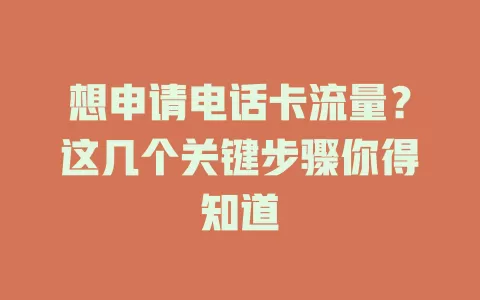 想申请电话卡流量？这几个关键步骤你得知道