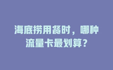 海底捞用餐时，哪种流量卡最划算？