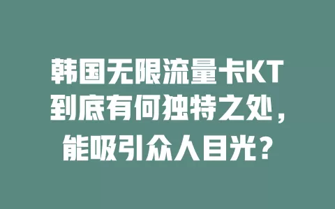 韩国无限流量卡KT到底有何独特之处，能吸引众人目光？