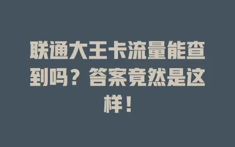 联通大王卡流量能查到吗？答案竟然是这样！