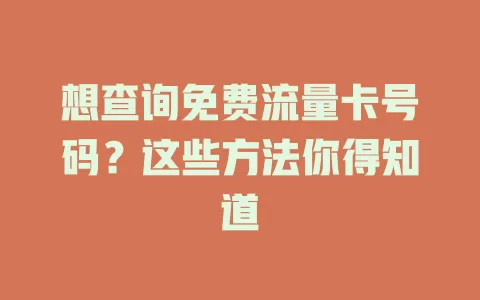 想查询免费流量卡号码？这些方法你得知道