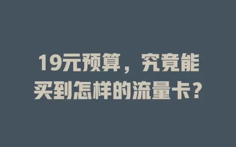 19元预算，究竟能买到怎样的流量卡？