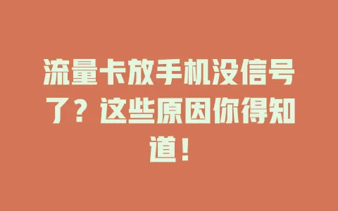 流量卡放手机没信号了？这些原因你得知道！