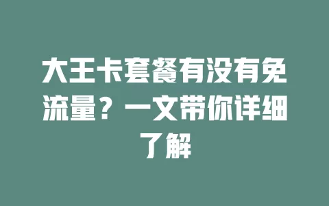 大王卡套餐有没有免流量？一文带你详细了解
