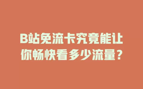 B站免流卡究竟能让你畅快看多少流量？
