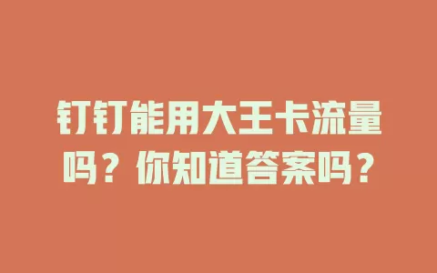 钉钉能用大王卡流量吗？你知道答案吗？