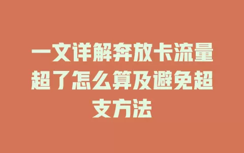 一文详解奔放卡流量超了怎么算及避免超支方法