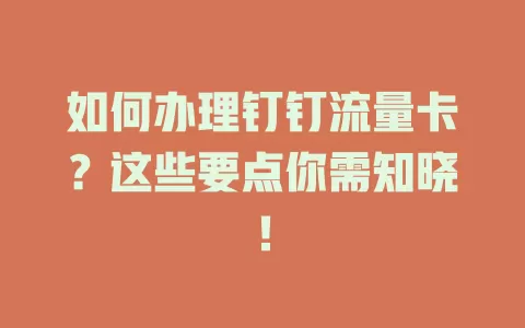 如何办理钉钉流量卡？这些要点你需知晓！
