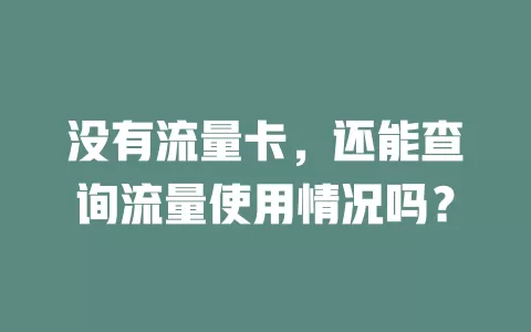 没有流量卡，还能查询流量使用情况吗？