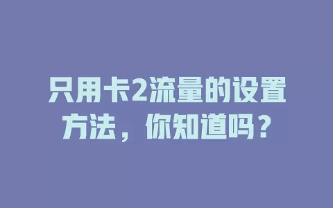 只用卡2流量的设置方法，你知道吗？