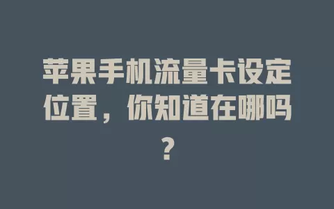 苹果手机流量卡设定位置，你知道在哪吗？