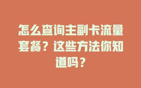 怎么查询主副卡流量套餐？这些方法你知道吗？