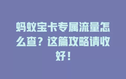 蚂蚁宝卡专属流量怎么查？这篇攻略请收好！