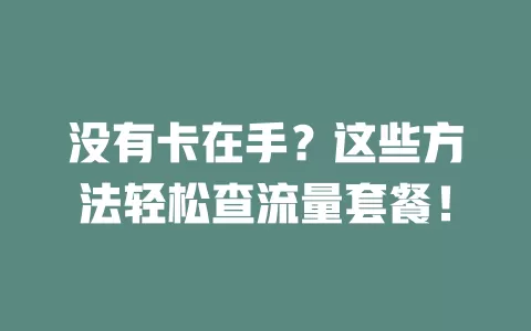 没有卡在手？这些方法轻松查流量套餐！