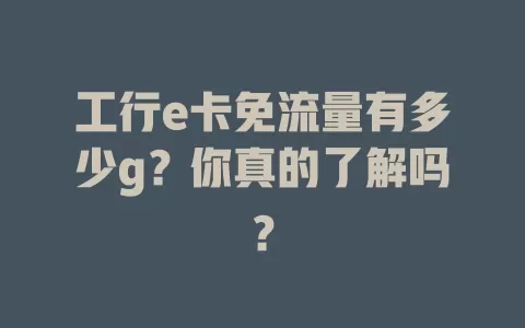 工行e卡免流量有多少g？你真的了解吗？