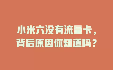 小米六没有流量卡，背后原因你知道吗？