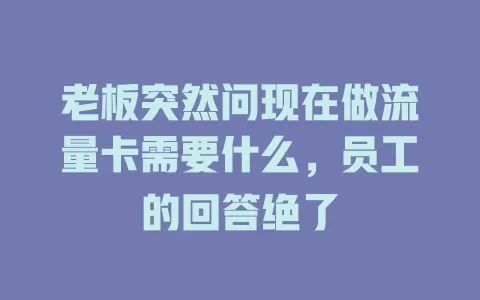 老板突然问现在做流量卡需要什么，员工的回答绝了