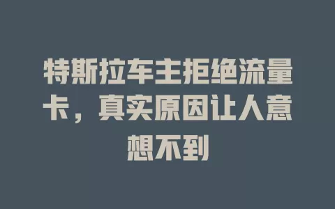 特斯拉车主拒绝流量卡，真实原因让人意想不到