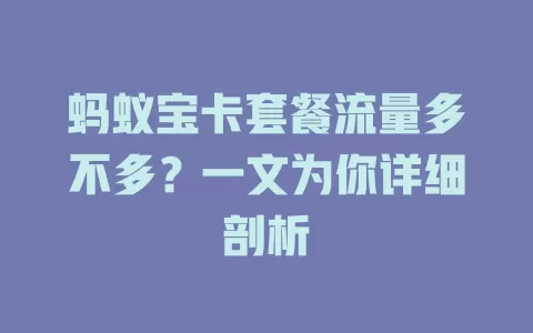 蚂蚁宝卡套餐流量多不多？一文为你详细剖析