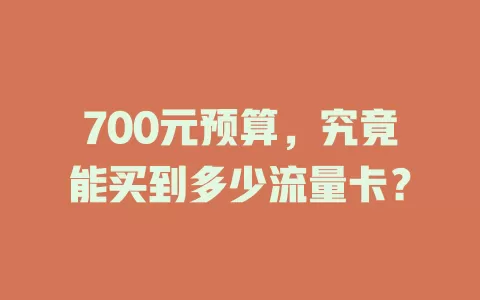 700元预算，究竟能买到多少流量卡？