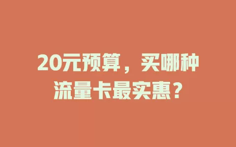 20元预算，买哪种流量卡最实惠？