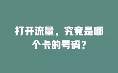 打开流量，究竟是哪个卡的号码？
