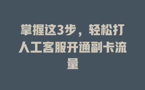 掌握这3步，轻松打人工客服开通副卡流量